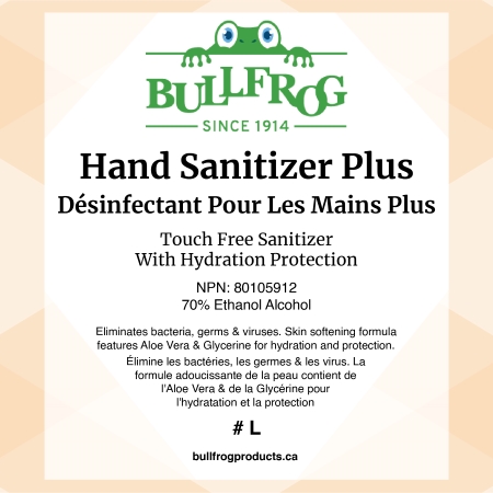 Hand Sanitizer Plus - Touch Free front label image